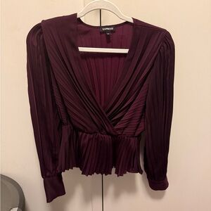 Express Women's Deep Purple Pleated Blouse